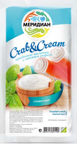 Крабовые палочки с мягким сыром CRAB&CREAM, сливочные. Меридиан. Отзывы